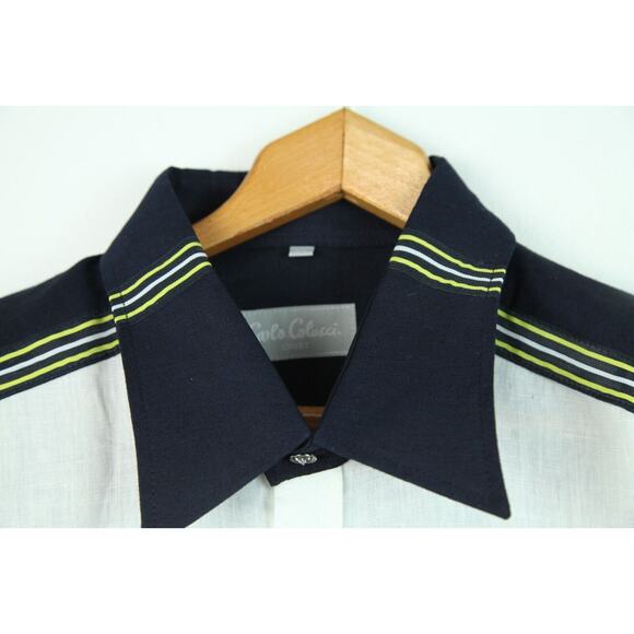 Vintage Carlo Colucci XL Camp Shirt Linen Blend Resort Quiet Luxury Vacation - Picture 10 of 15